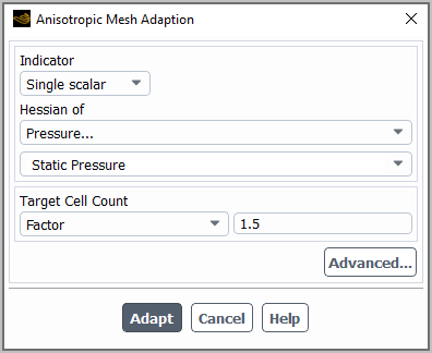 The Anisotropic Mesh Adaption Dialog Box