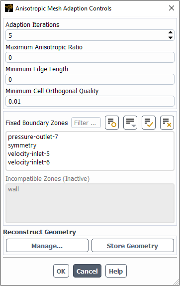 The Anisotropic Mesh Adaption Controls Dialog Box