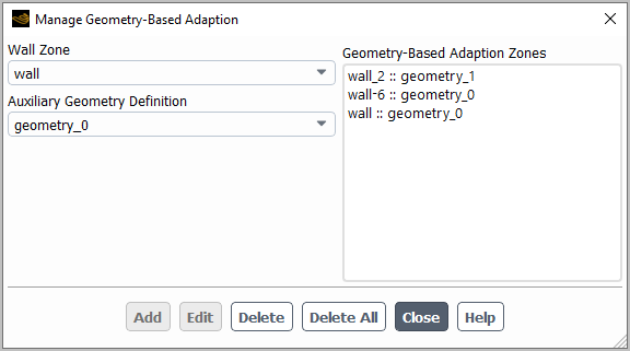 The Manage Geometry-Based Adaption Dialog Box