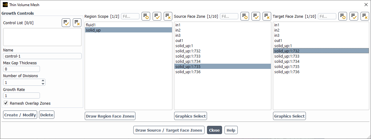 The Enhanced Thin Volume Mesh Dialog Box