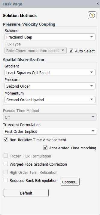 The Solution Methods Task Page