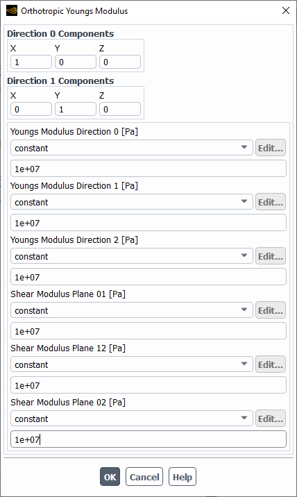 Orthotropic Youngs Modulus Dialog