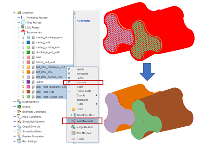 Invert Normals on the Rotor Surfaces