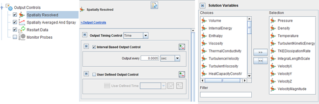 Spatially Resolved Panel in Output Controls