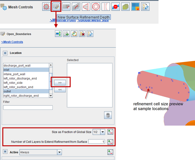 Adding a Surface Depth Refinement Control for Inlet and Outlet