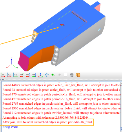 Example of a non-watertight surface mesh error