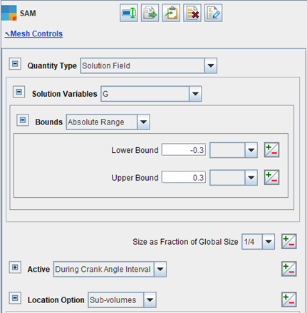 SAM settings for flame propagation