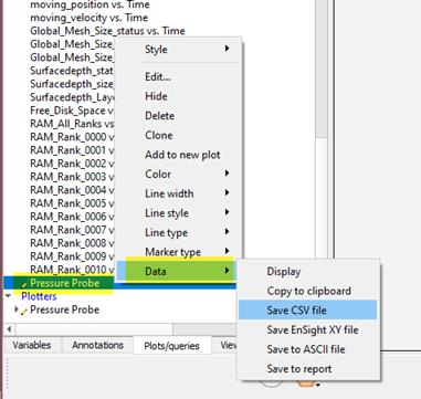 Export query data in EnSight