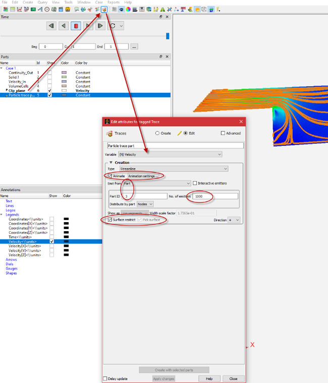 Generating streamlines in EnSight