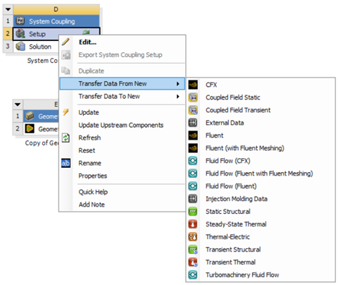 System Coupling participant options in Ansys Workbench