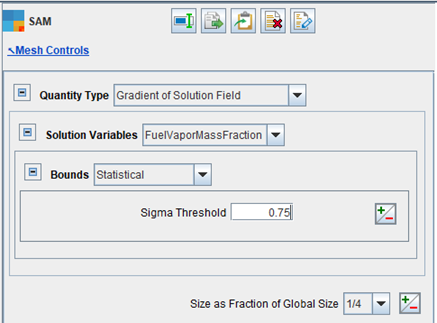 SAM settings for spray vaporization