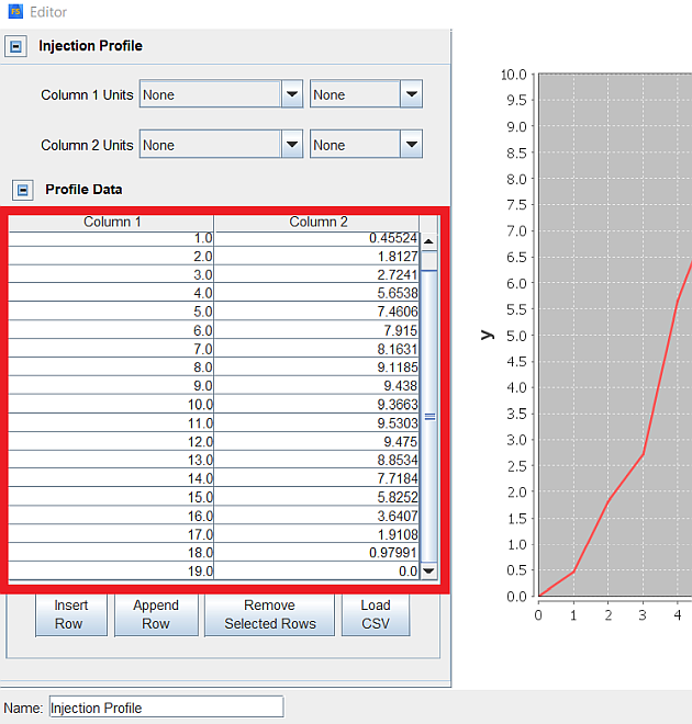 Injection Profile Parameter Settings