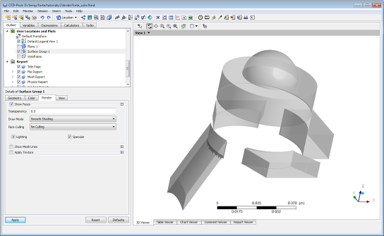 Screen view of the solution file in CFD-Post