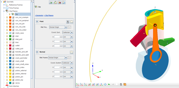 Clip-plane view of the Geometry and Reference Frames