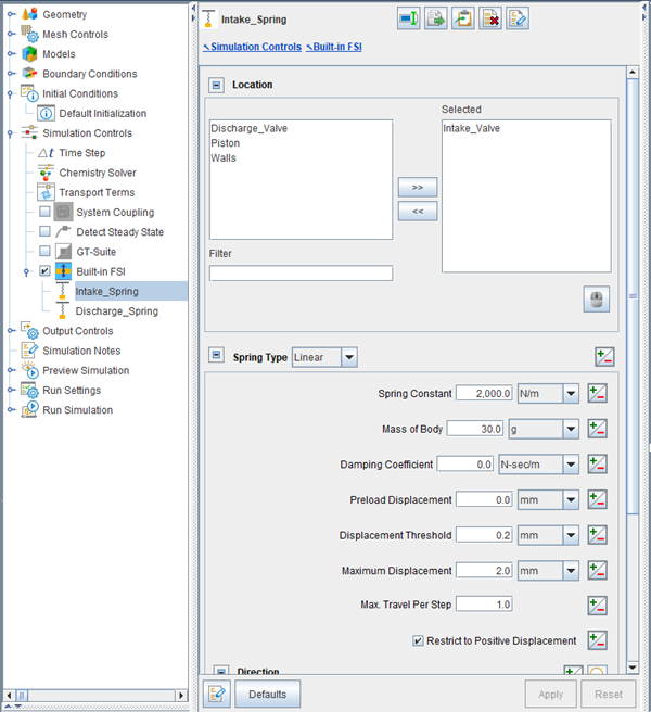 Built-in FSI Spring-Mass-System Editor panel