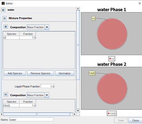 Set up water as working fluid