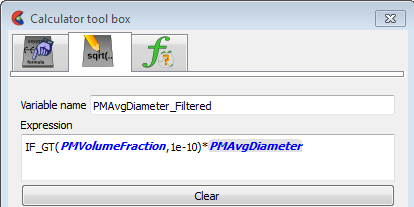 Filter used in EnSight for average particle diameter