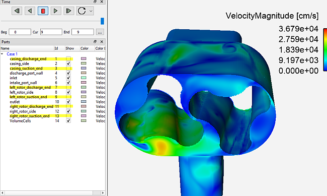 Post-processing the compressor simulation results using EnSight