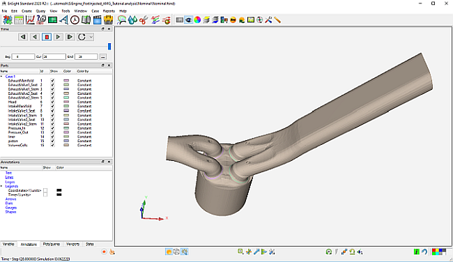 Screen view of the solution file in EnSight