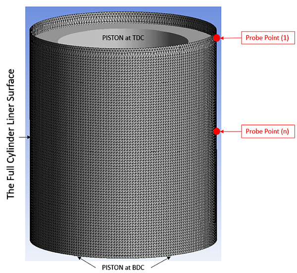 Example showing surface mesh on a full liner surface used for point cloud