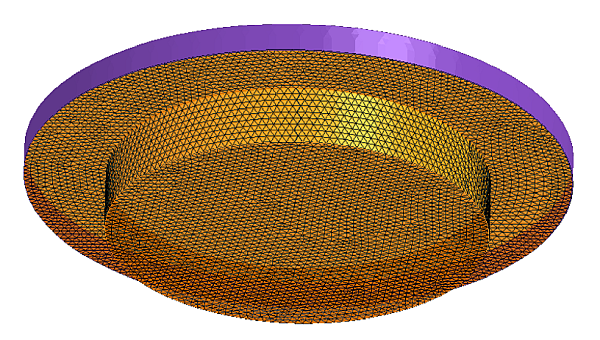 Example of surface mesh on the piston (orange color) used for point cloud