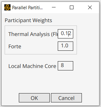 Parallel Partitioning dialog in the System Coupling Graphical User Interface