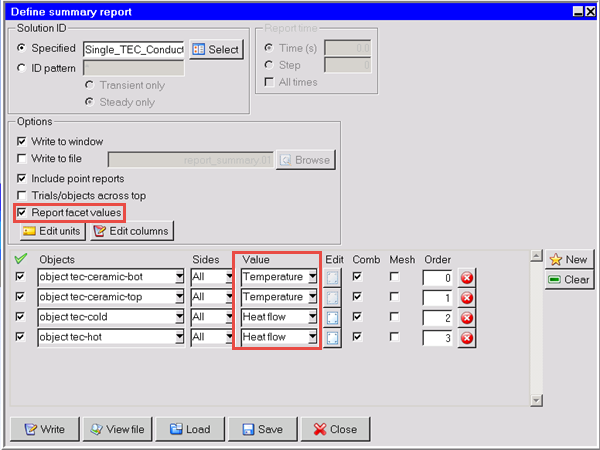 Define Summary Report Panel