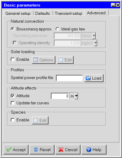 The Basic parameters Panel (Advanced Tab)