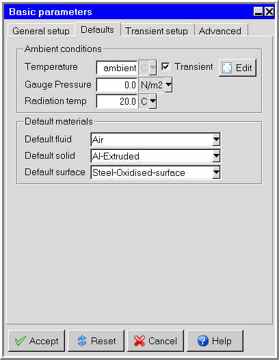The Basic parameters Panel (Default tab)