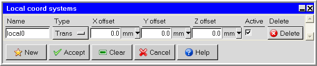 The Local coord systems Panel