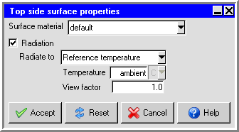 The Top side surface properties Panel