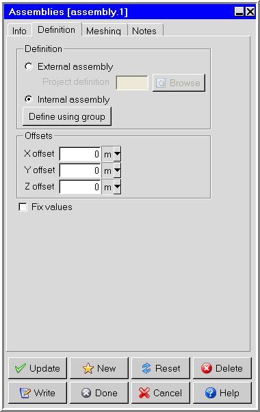 The Assemblies Panel (Definition Tab)