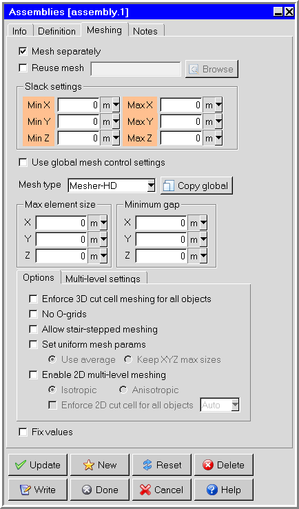 The Assemblies Panel Using Mesher-HD (Meshing Tab)