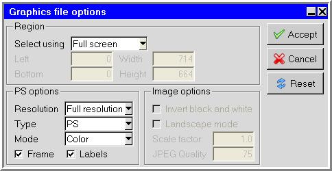 The Graphics file options Panel