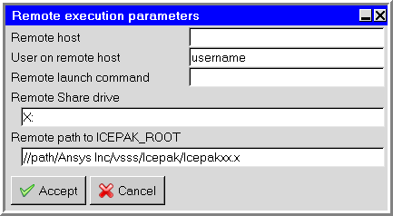 The Remote execution parameters Panel (Windows)
