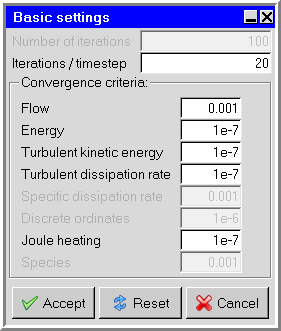 The Basic settings Panel for a Transient Simulation