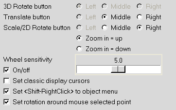 The Mouse buttons section of the Preferences panel