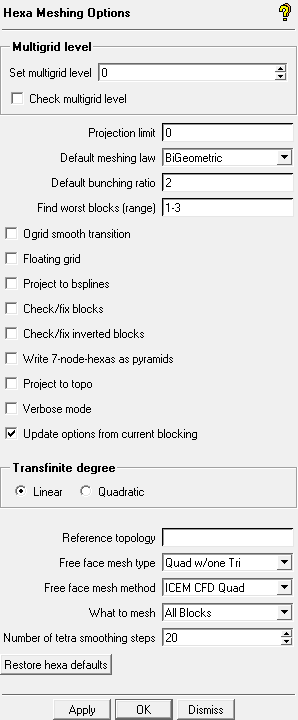 Hexa Meshing Options