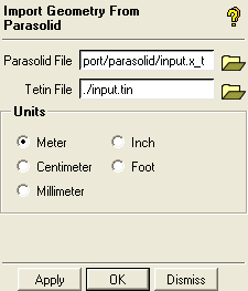 Import Geometry from Parasolid window