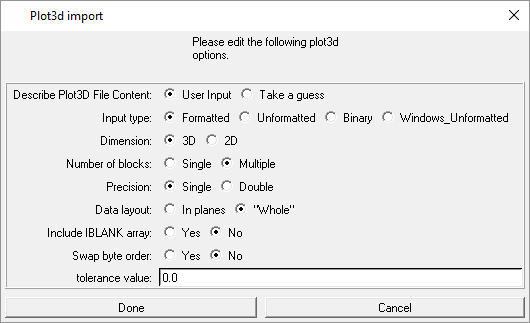 Import Geometry from Plot3d window