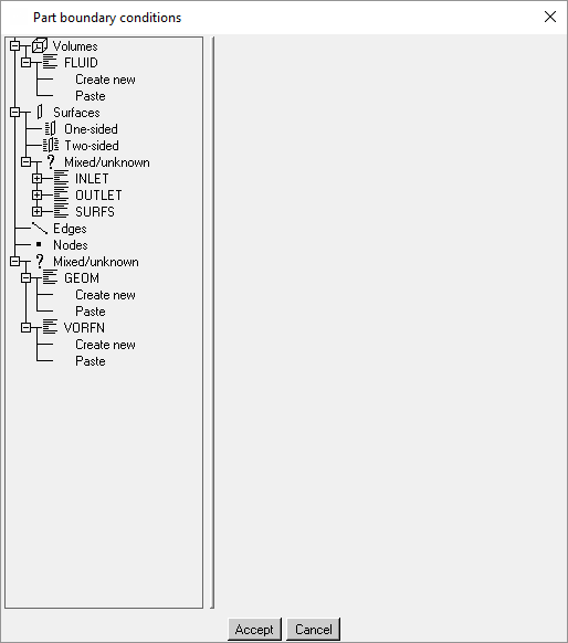 Part boundary conditions dialog box