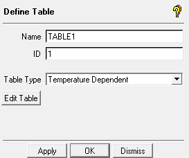 Define Material Property Table