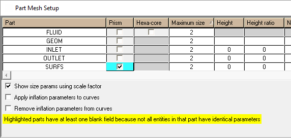 Part Mesh Setup Window