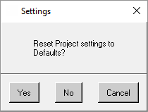 Reset Options Dialog