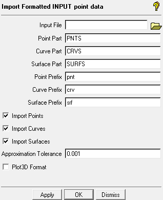 Import Geometry from Formatted Point Data window