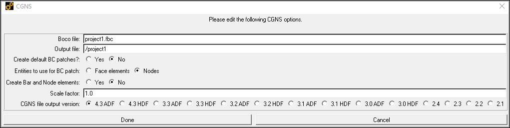 CGNS Options