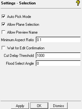 Settings – Selection DEZ