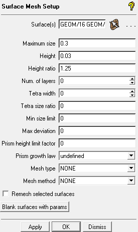 Step 6: Defining the Mesh using Surface Parameters