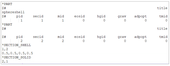 Section cards in input deck