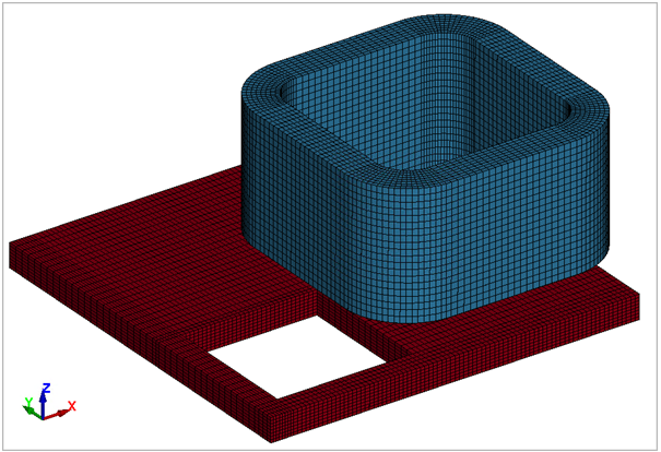 Problem setup showing mesh